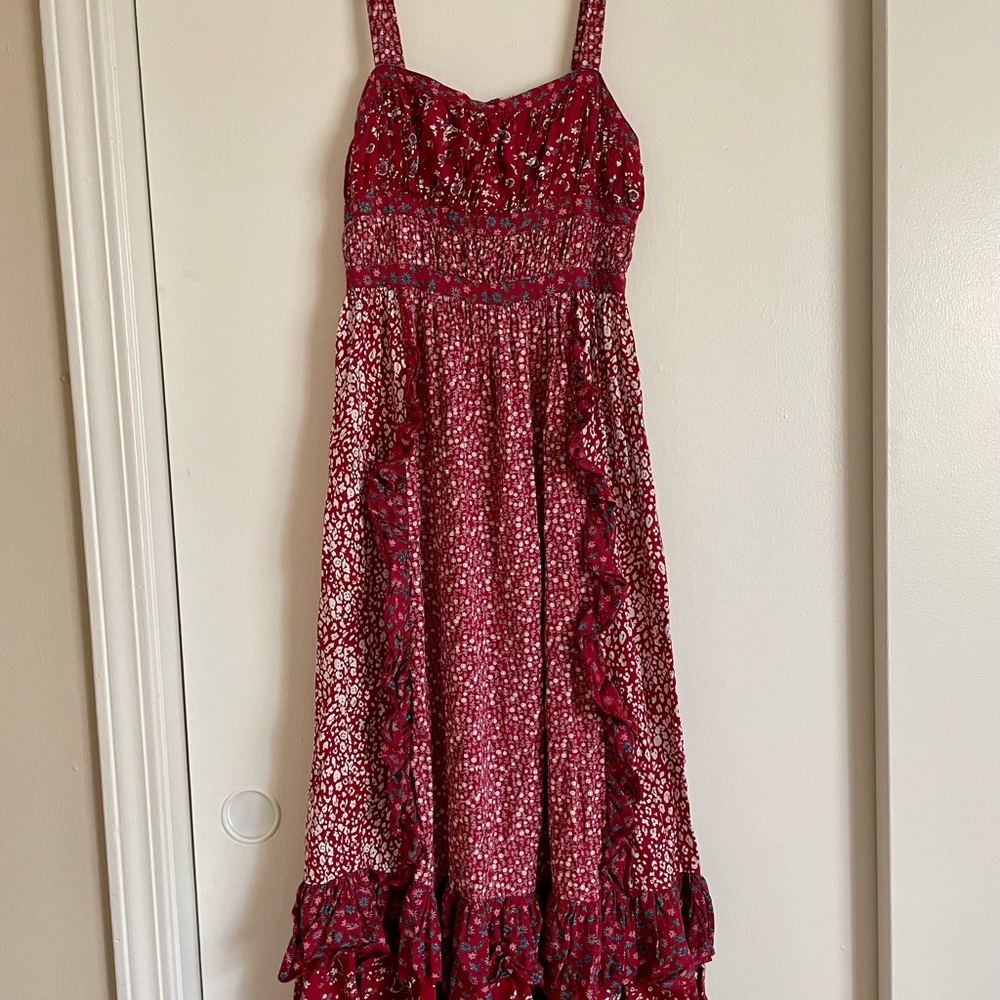 Multi floral print midi length tie back sun dress